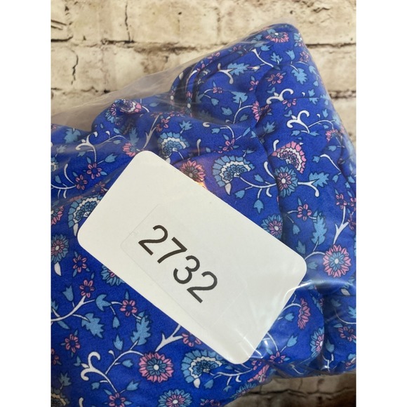 Angashion Peasant Midi Dress Women Medium Cobalt Ditsy Micro Floral Pockets Boho - Picture 11 of 14